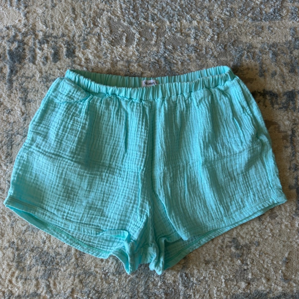 Vitamin A Light Aqua Muslin Gauze Athletic Shorts